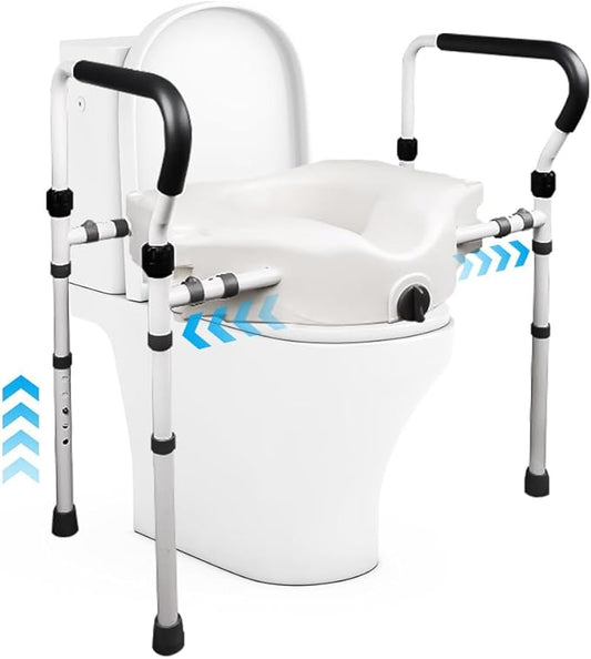 Elevated Raised Toilet Seat with Handles