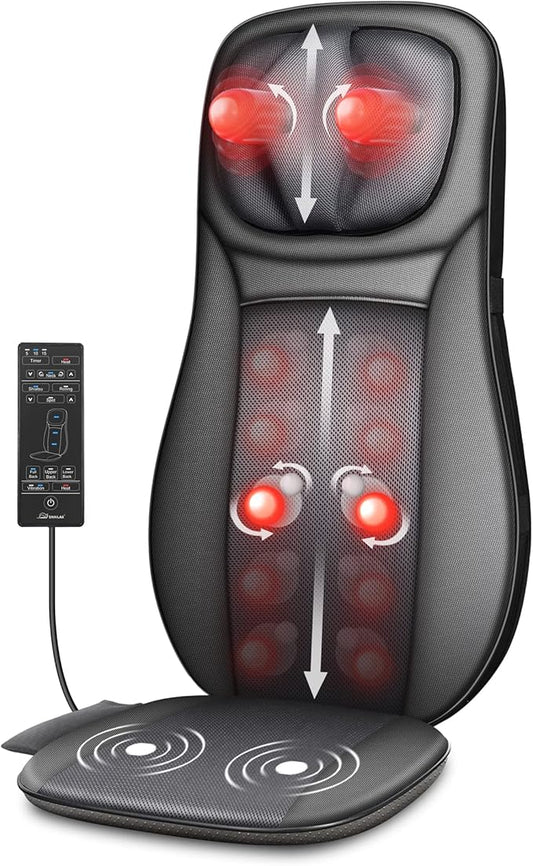 Neck & Back Massager with Heat, Full Back Kneading Shiatsu or Rolling Massage