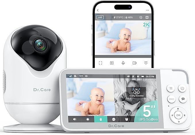 Dr.Care VistaView Smart WiFi Baby Monitor - 5” 1080P Split Screen
